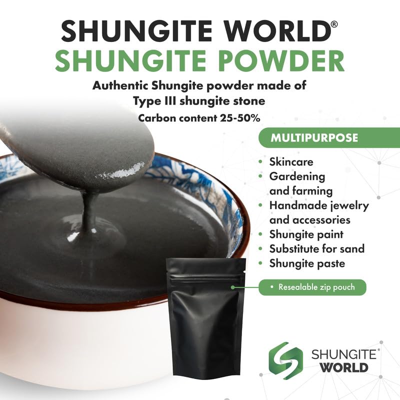 Shungite World 8 oz Fine Shungite Powder from Real Shungite Stones for Shungite Pyramid Mold, Orgone Pyramid Resin Mold Shungite Bracelet Necklace Resin Jewelry Shungite Paint and More (1 Pack) - size: 8 oz / 1 Pack