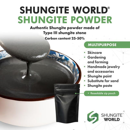 Shungite World 8 oz Fine Shungite Powder from Real Shungite Stones for Shungite Pyramid Mold, Orgone Pyramid Resin Mold Shungite Bracelet Necklace Resin Jewelry Shungite Paint and More (1 Pack) - size: 8 oz / 1 Pack