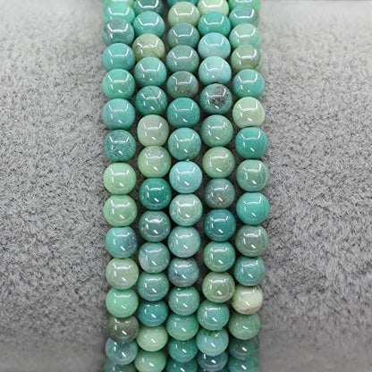 Keleny Gem Semi Precious Gemstones 4mm Round Beads Crystal Stretch Bracelet 7 Inch Unisex - color: Electroplated Green Chrysoprase Agate