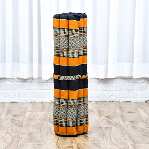 Leewadee Zabuton Seating Cushion – Square Floor Seat for Meditation Exercises, Light Yoga Mat Filled with Kapok - color: Sf03 - Black, Orange
