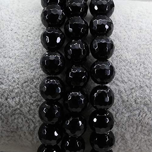 Keleny Gem Semi Precious Gemstones 8mm Natural Stone Round Beads Crystal Stretch Bracelets 7 Inch Unisex - color: 8mm Faceted Black Agate