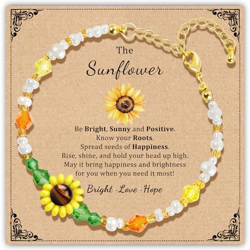SmileBelle Protection Bracelets for Women, Pregnancy Gifts for Expecting Mom Sunflower Gifts for Women Black Tourmaline Bracelets as Healing Bracelet Sunflower Bracelet as Mother Day Gift - style: Sunflower Protection