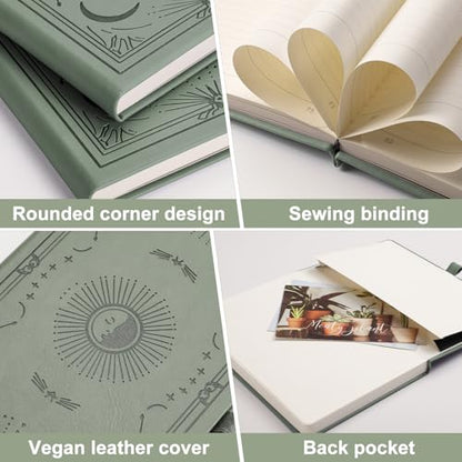 Lined Journal for Women Men, 192 Pages A5 Notebook Journal, Hardcover Notebook with 100Gsm Thick Pages, Leather Note Book for Writing, Travel, Business, Office, Prayer 5.7 x 8.3, Light Green - color: Light Green, style: Lined