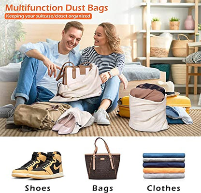 MISSLO Set of 3 Cotton Breathable Dust-proof Drawstring Storage Pouch Bag