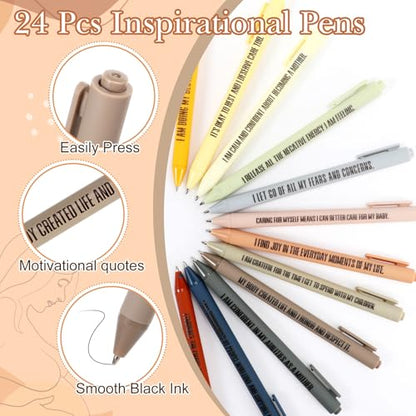 Mooliwe 96 Pcs Positive Affirmation Gift Set Gratitude Notebooks with Pens Small Bags Motivational Encouragement Notepads Daily Affirmations Journal for Women Stress Relief Self Care (New Mom) - style: New Mom