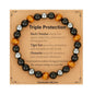 Gnamy Crystal Bracelet Gifts for Men Him- Triple Protection Hematite Black Obsidian Tiger Eye Gemstone Beaded Bracelets Birthday Healing Jewelry Gifts - style: Style 6