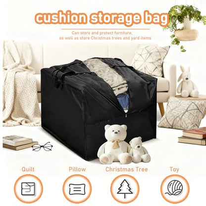 TourKing Outdoor Cushion Storage Bag 68 Inch,Extra Large Waterproof Patio Pillow Cover,Heavy-Duty Zipper & Padded Handles,for Patio Furniture Cushions Protection,Multi-Season Christmas Tree Storage
