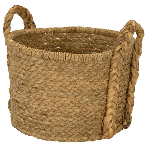 Household Essentials Large Wicker Floor Storage Basket with Braided Handle, Light Brown 19''x 25'' - style: Round