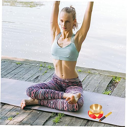 1set Tibetan Singing Bowl Yoga Meditation Tool Chime and Mallet Offering Bowl for Meditation and Relaxation