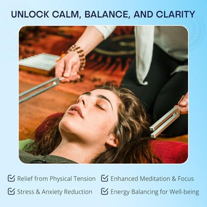 Chakra Tuning Forks Set for Healing – 7 Chakra Frequencies 126.22Hz to 221.23Hz | Precision-Machined Aluminum Alloy | Made in USA |Chakra Healing, Sound Therapy, Reiki, Yoga, Energy Balancing Tools. - size: Chakra - 7 Piece Set