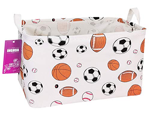 Rectangular Storage Basket Fabric Organizer Bin for Toys,Books,Clothes,Gifts,Pets-Perfect for Home,Office,Nursery,Dorm,Shelf(Rec ball game) - color: Rec ball game