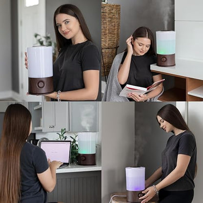 BlueHills Premium 2000 ML XL Essential Oil Diffuser Aromatherapy Humidifier for Large Room Home 40 Hour Run Huge Coverage Area 2 Liter Extra Large Capacity Diffuser High Mist Dark Wood Grain E003 - color: Dark Wood Grain