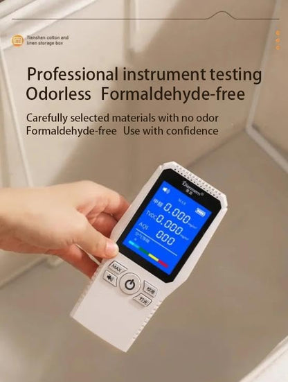 Storage Bin with Lids, 600D Oxford Fabric, Foldable, 4 Thick Solid Steel Frames, 2 Zippers & Windows, Container Organizer for Clothes,Quilt, Blanket,Pillow.Dorm, Kid Center,Big Space(66L)