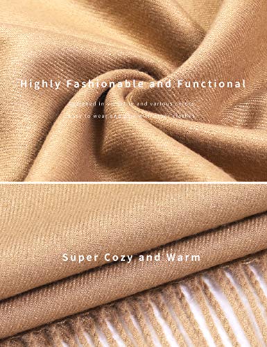 Pashmina Shawl Women Winter Scarf Warm Wedding Wraps Ladies Scarves for Evening Dresses - color: Camel