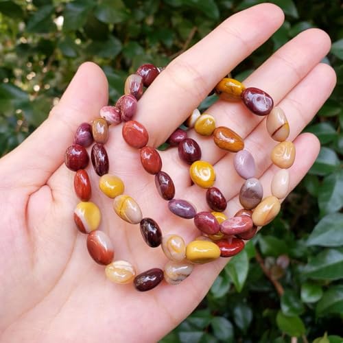 Adabele 1pc Natural Stretch Gemstone Bracelet 7mm-10mm Free Form Bead 7 Inch 7.5 Inch Healing Crystal Engergy Quartz Chakra Jewelry Women Birthday Gift - color: Mookaite Jasper, size: 7.5 Inch (bead size 7-10mm)