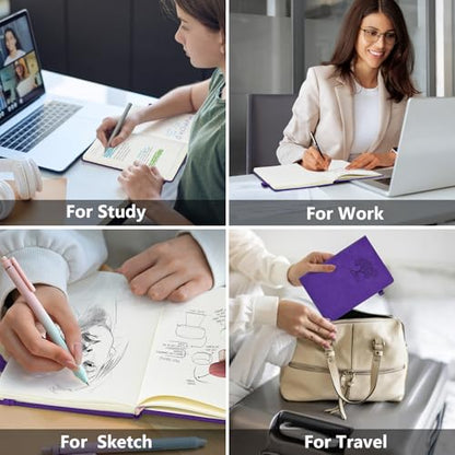 Blank Journal Ntebook for Men & Women, 160 Pages Leather Journals for Writing, Drawing Sketch Book,5.9" x 8.5" Hardcover Sketchbook, Unlined Notebooks for Work, School, Art (Purple)