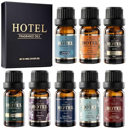 Hotel Diffuser Oil Gift Set - Inspired by 5-Star Hotel Fragrance Oil Set - My Way, White Tea,Baccarat,Four Seasons,Dubai,Beachfront Villa,Paris Coast