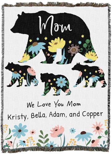 Pure Country Weavers Mom and Cubs Blanket - Personalized - Custom Gift Tapestry Throw Woven from Cotton - Made in The USA (72x54) - color: Mom and Cubs Blanket