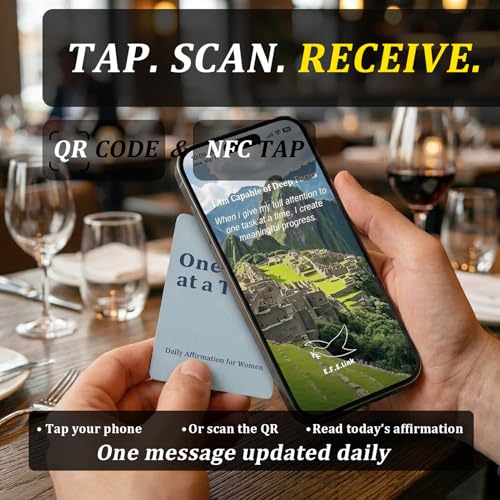 Daily Affirmation Card for Women with NFC & QR – Tap or Scan for Daily Positive Affirmations – Self Love, Confidence, Mindfulness – No App, No Subscription – Wallet Size PVC (Gentle · Cream)
