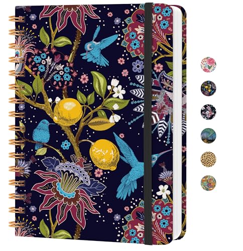 Lined Spiral Journal Notebook, A5 College Ruled Notebook for Journaling, Note-Taking, and Daily Planning, Durable Hardcover with an Elegant Design, Hummingbird - color: Y.Hummingbird