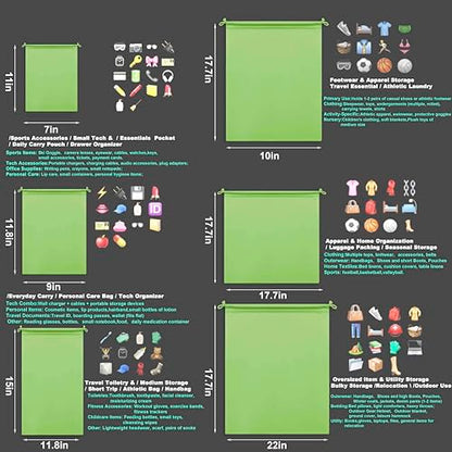 Microfiber Bags with Drawstring Soft Protective Pouch for Blanket,Shoes,Travel Cloth,Camping Bag,Sleeping Bag,Handbag,Winter Coat,Bulky Bedding(4 Pack, Green, 17.7” x 22”)