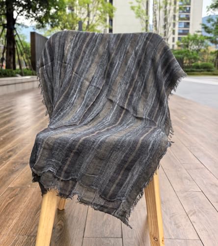 Artistic Retro Cotton And Linen Scarf, Plain Tie Dye Gradient Autumn And Winter New Soft Cotton Shawl - color: Dark Gray