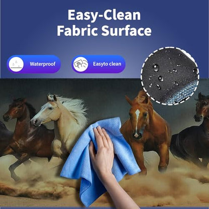 Wknoon. Extra Large Gaming Mouse Pad (31.5" x 11.8") with Durable Stitched Edges – Galloping Horses in The Sand Magnificent Scene, Running Animals Equine Themed Extended XXL Desk Mat - color: Galloping Horses
