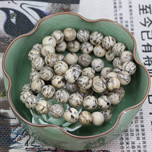 Keleny Semi Precious Stones Natural Gemstones 12mm Round Beads Crystal Stretch Bracelets 7 Inch Unisex - color: Beige Feldspar