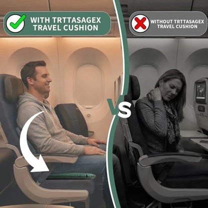 Travel Seat Cushion for Airplane - Portableself Inflating Memory Foam Seat Cushion for Long Flights- Stadium Seat for Sports Events, Outdoor，Camping