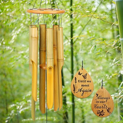 Afirst Bamboo Wind Chimes, 37.5" Wooden Wind Chimes for Outside Valentine's Day Gift Memorial Sympathy Gift for Memory of Loss of Love One,for Garden, Patio, Home or Outdoor Decor - size: 37.5" Plain