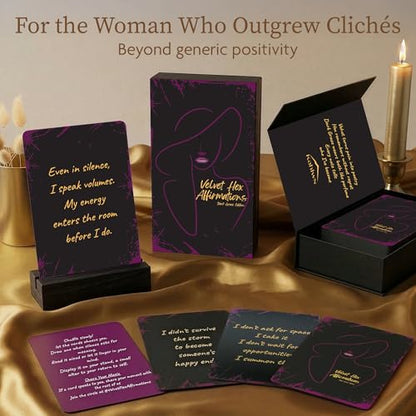 Badass Affirmation Cards for Women — 52 Daily Affirmations Card Deck with a Stand | for Self-Care And Gifts For Women Who've Outgrown Toxic Positivity