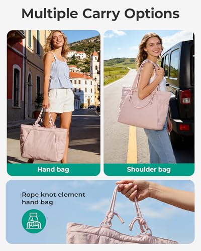 BAGSMART Yoga Tote Bag for Women with Knotted Handle, Lightweight Pilates Bag with Yoga Mat Holder, Gym Bag for Work Travel - color: Brown