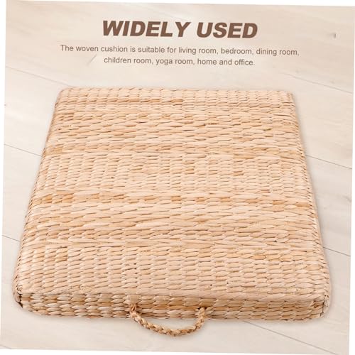 ABOOFAN Japanese Braided Meditation Cushion Straw Woven Floor Pillow for Yoga and Relaxation Supportive Seat Cushion for Adults for Meditation Picnics and Home Use