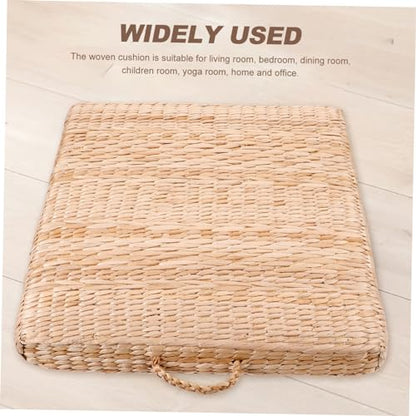 ABOOFAN Japanese Braided Meditation Cushion Straw Woven Floor Pillow for Yoga and Relaxation Supportive Seat Cushion for Adults for Meditation Picnics and Home Use