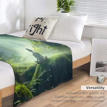 Woman Meditation Jungle Green Ultra Soft Flannel Fleece Bed Blankets Lightweight Cozy Throw Blanket Room Decor for Couch Chair Bedroom Adults Bedding Cozy Blanket Outdoor Travel Blankets 40"x5 - size: 50L" x 40W"