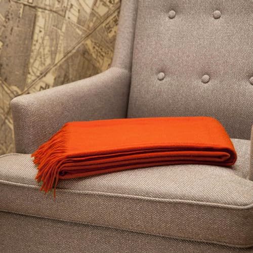 CUDDLE DREAMS Premium Cashmere Throw Blanket with Fringe, Luxuriously Soft (Persimmon) - color: Persimmon