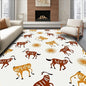 Flatwoven High Traffic Area Rug 6x9, Jungle Safari Animal Yarn Art Handicraft Hoop, Non Slip, Stain Resistant, Washable Area Rugs for Living Room, Bedroom (Brown, 6x9) - color: Brown/Pattern 2, size: 6' x 9' (Rectangular)