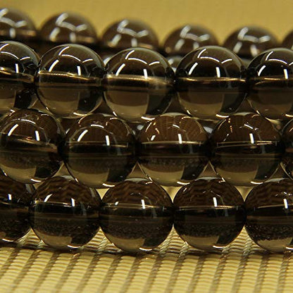 Angelstones Handmade Natural Healing Gemstone 8mm Round Beads Stretch Crystal Bracelet 7 Inch Unisex - color: Smoky Quartz
