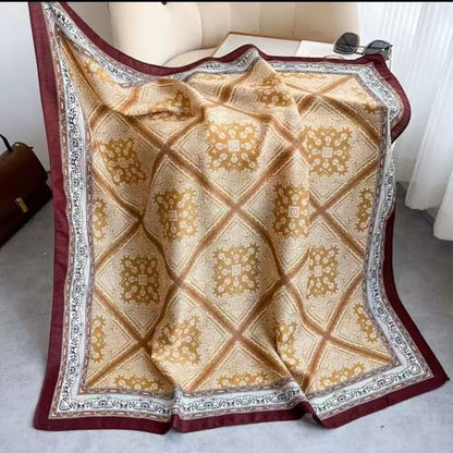 35" Head Scarf Large Square Scarf Like Cotton Hairscarf Fashion Scarves Bandana Night Sleeping Wraps for Women B01 - color: Beige Diamond-shaped