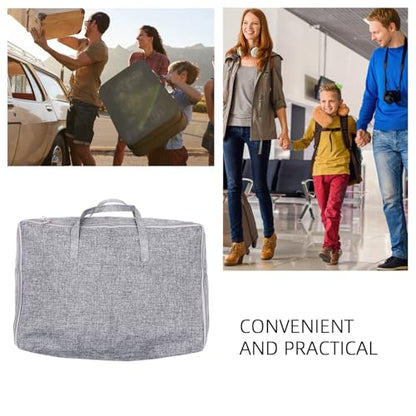 Large Capacity Cotton Storage Bag Linen Bag for Outdoor Travel Easy Zipper