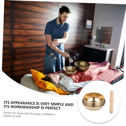 TOYANDONA Handcrafted Tibetan Singing Bowl for Meditation and Yoga Copper Bowl with Mallet Portable Relaxation Sound Holder for Mindfulness and Deep Tones - size: 9.5x9.5x6cm