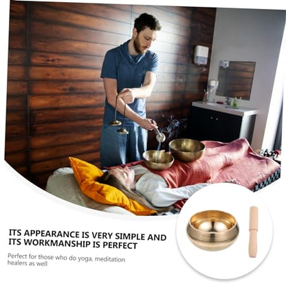TOYANDONA Handcrafted Tibetan Singing Bowl for Meditation and Yoga Copper Bowl with Mallet Portable Relaxation Sound Holder for Mindfulness and Deep Tones - size: 9.5x9.5x6cm