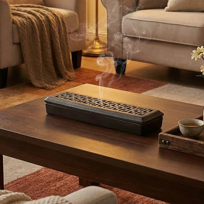 CEREMONY Incense Holder for Sticks, Ceramic Insence-Stick Holder Ash Catcher, Incense Holder Timkburner for Meditation Yoga Spa Room Incense Holder (Lever Brown) - color: Lever Brown