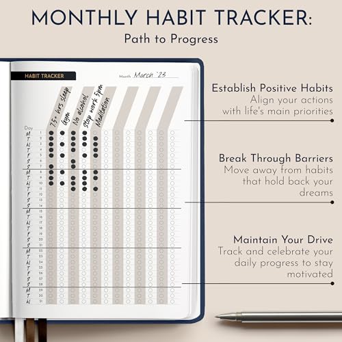 Premium Gratitude Journal for Men – 6 Month Guided Daily Prompts, Habit Tracker – Hardcover, 249 Pages, Lay Flat, 100gsm Paper – Mens Mindfulness Gifts, Mental Health, Self Mastery, Gift Boxed - color: Men - Navy