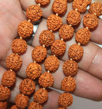 Natural Rudraksha Mala 108 Beads with Tassel & Matching Rudraksha Bracelet | Spiritual Prayer Meditation Japa Necklace for Yoga, Healing & Puja