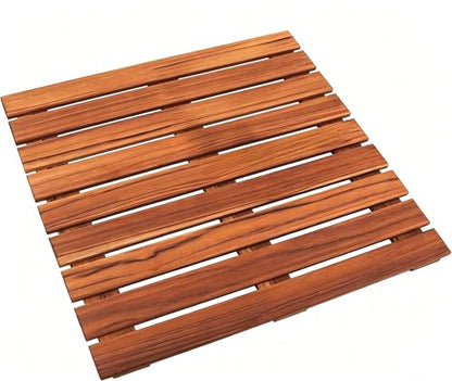 VaeFae Teak Shower Mat, Non-Slip Bath Mat, Luxury Spa Mat, Wooden Mat for Bathtub, 20 x 20 in - size: 20" x 20" (Square)