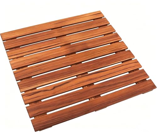 VaeFae Teak Shower Mat, Non-Slip Bath Mat, Luxury Spa Mat, Wooden Mat for Bathtub, 20 x 20 in - size: 20" x 20" (Square)