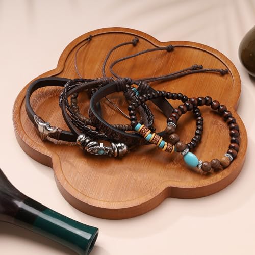 MILAKOO Mens Beaded Bracelets Tribal Wooden Elastic Adjustable Prayer Beads Wrap Cuff for Women - color: I: 5pcs