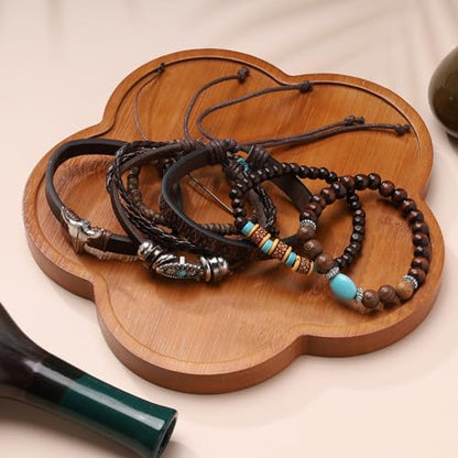 MILAKOO Mens Beaded Bracelets Tribal Wooden Elastic Adjustable Prayer Beads Wrap Cuff for Women - color: I: 5pcs
