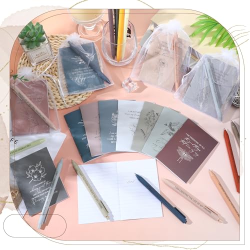 Mooliwe 96 Pcs Positive Affirmation Gift Set Gratitude Notebooks with Pens Small Bags Motivational Encouragement Notepads Daily Affirmations Journal for Women Stress Relief Self Care (Minimalist) - style: Minimalist